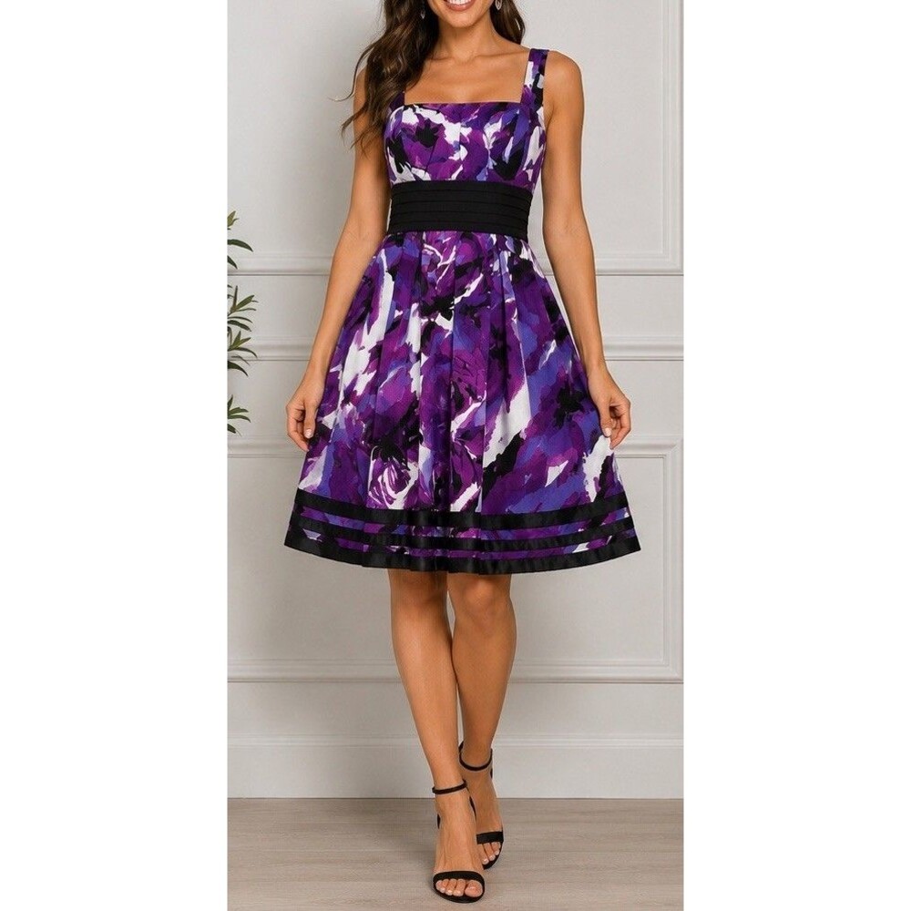 City Triangles Womens/Jr's Sz 7 PRETTY Purple Floral Dress Built in Taffeta Slip